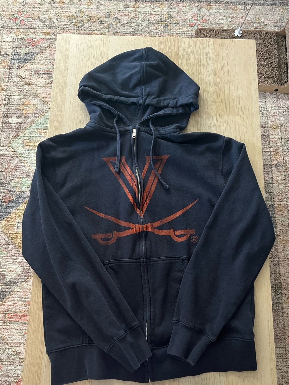 Navy Full-Zip Hoodie with UVA cavaliers graphic